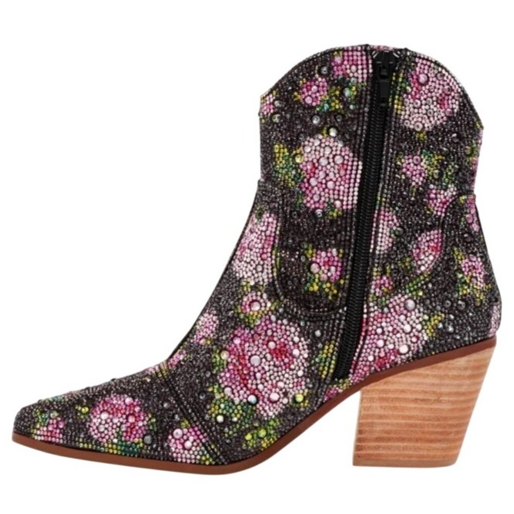 Betsey Johnson Diva Black Rhinestone Western Boots – Size 8 – Rare & Sold Out! - Picture 3 of 11